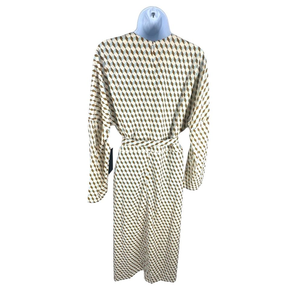 Tuckernuck NEW Tan Ocean Spray Geo Bex Long Sleeve Belted Midi Dress Size XXL - Picture 6 of 10